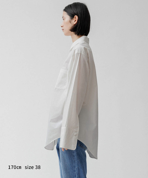 M TO R（ムウトアール）の「［BLOUSE］LONG CUFFS SHIRT（シャツ/ブラウス・レディース・ホワイト/ブラック系その他/ブルー系その他4・38/40）」の6枚目の写真