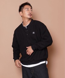 ブラッシュドワッフルヘンリーネックロングスリーブ