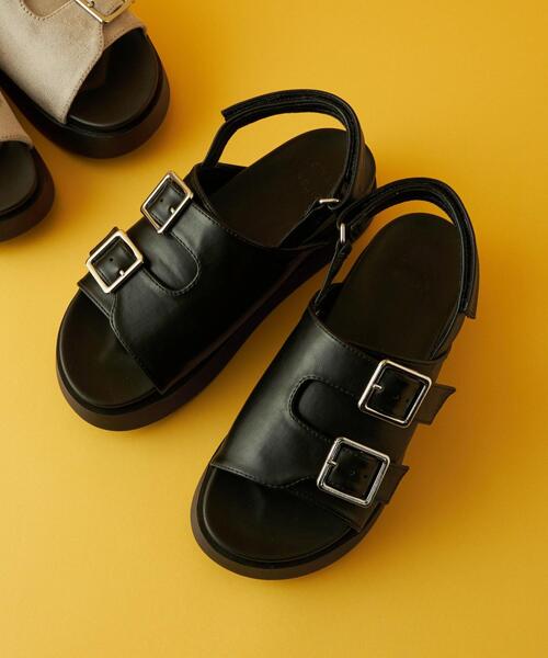 CITEN(シテン)の「<CITEN>ダブル ビッグバックル サンダル(サンダル・レディース・コバルトブルー/ライトグレー/ブラック・S/M/L)」の7枚目の写真