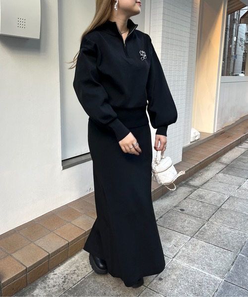 prose verse（プロズヴェール）の「《WEB限定》ハーフジップニットセットアップ（セットアップ・レディース・ブラック/ベージュ・MEDIUM）」の2枚目の写真