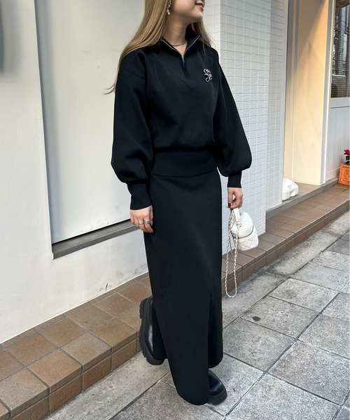 prose verse（プロズヴェール）の「《WEB限定》ハーフジップニットセットアップ（セットアップ・レディース・ブラック/ベージュ・MEDIUM）」の12枚目の写真