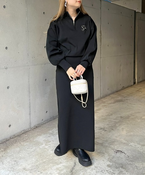 prose verse（プロズヴェール）の「《WEB限定》ハーフジップニットセットアップ（セットアップ・レディース・ブラック/ベージュ・MEDIUM）」の3枚目の写真