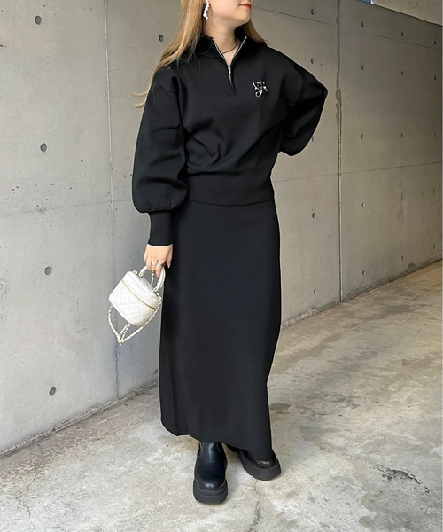 prose verse（プロズヴェール）の「《WEB限定》ハーフジップニットセットアップ（セットアップ・レディース・ブラック/ベージュ・MEDIUM）」の6枚目の写真