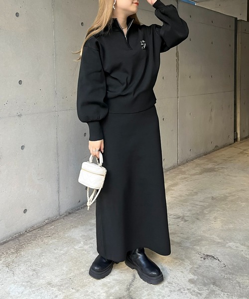 prose verse（プロズヴェール）の「《WEB限定》ハーフジップニットセットアップ（セットアップ・レディース・ブラック/ベージュ・MEDIUM）」の15枚目の写真