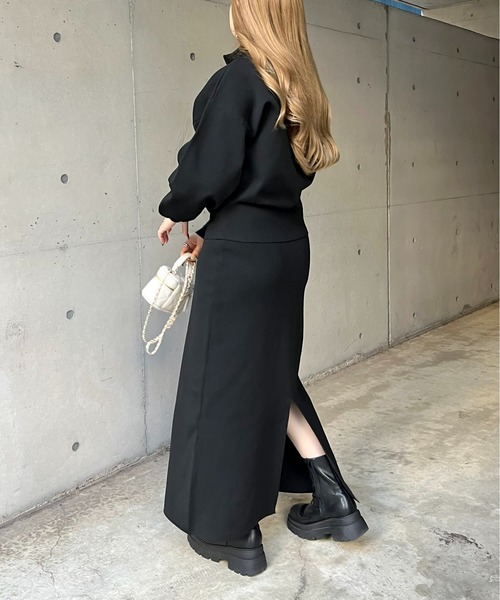 prose verse（プロズヴェール）の「《WEB限定》ハーフジップニットセットアップ（セットアップ・レディース・ブラック/ベージュ・MEDIUM）」の8枚目の写真