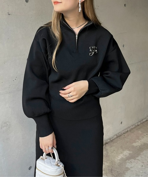 prose verse（プロズヴェール）の「《WEB限定》ハーフジップニットセットアップ（セットアップ・レディース・ブラック/ベージュ・MEDIUM）」の4枚目の写真