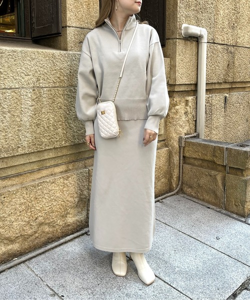 prose verse（プロズヴェール）の「《WEB限定》ハーフジップニットセットアップ（セットアップ・レディース・ブラック/ベージュ・MEDIUM）」の7枚目の写真