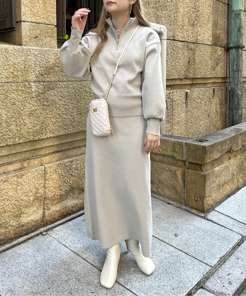 prose verse（プロズヴェール）の「《WEB限定》ハーフジップニットセットアップ（セットアップ・レディース・ブラック/ベージュ・MEDIUM）」の21枚目の写真