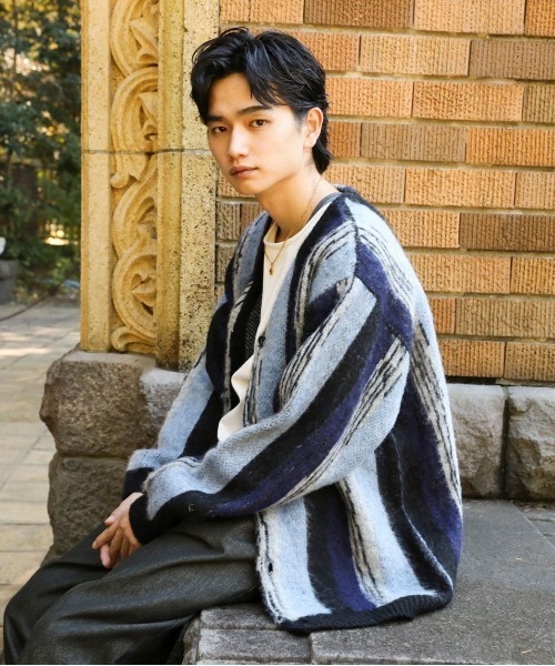 STUDIOUS(ステュディオス)の「【BADWAY/バッドウェイ】BW1015 CARDIGAN(カーディガン/ボレロ・メンズ・ベージュ/ネイビー/ブルー・M/L)」の6枚目の写真