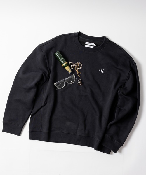 Calvin Klein(カルバン・クライン)の「【Calvin Klein】Calvin Kleinワンポイントロゴクルーネックスウェット 40HM255(スウェット・メンズ・グレー/ブラック/ホワイト/ダークグレー/ベージュ・S/M/L)」の3枚目の写真