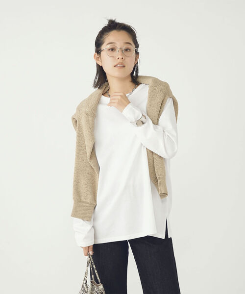 Rie Miller(リエミラー)の「天竺ロンT(Tシャツ/カットソー・レディース・グレー系その他3/ブラック系その他4/ホワイト/ブルー系その他3・38)」の2枚目の写真