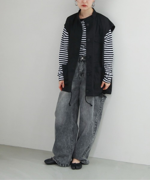 feepur（フェピュール）の「スタンドカラーミリタリーベスト（ベスト・レディース・ブラック/カーキ・MEDIUM）」の14枚目の写真