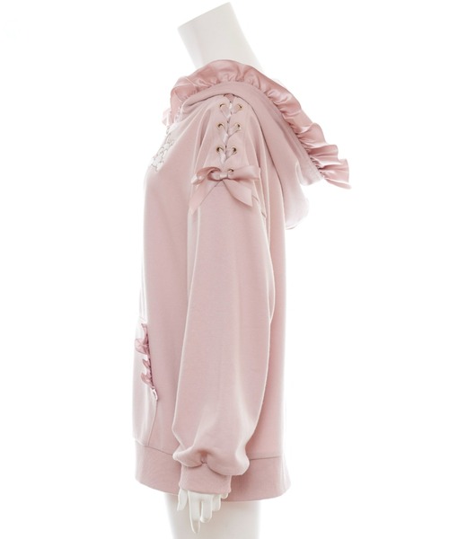 Secret Honey（シークレットハニー）の「フリルフードレースアップパーカー（パーカー・レディース・オフホワイト/ピンク/グレー/ブラック・FREE）」の19枚目の写真