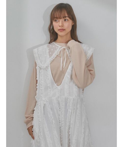 merry jenny（メリージェニー）の「bigレーシーフリル付け襟（付け襟・レディース・ブラック/オフホワイト・FREE）」の3枚目の写真