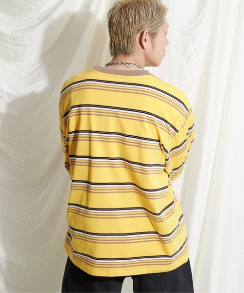 NO NEED（ノーニード）の「マルチボーダー天竺リンガーロンＴ（Tシャツ/カットソー・メンズ・ホワイト/イエロー/グレー・M/L）」の22枚目の写真