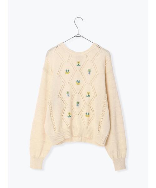 TSUHARU by Samansa Mos2（ツハルバイサマンサモスモス）の「春の花ビーズ刺繍ニット（ニット/セーター・レディース・モカ/オフホワイト・ﾌﾘ-）」の3枚目の写真