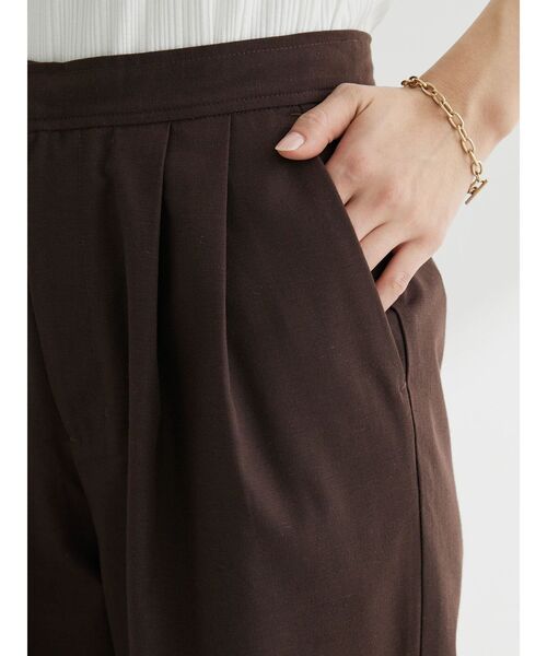 Green　Parks（グリーンパークス）の「麻混タックテーパードパンツ（その他パンツ・レディース・ダークパープル/ブラウン/ライトベージュ/ダークネイビー/ターコイズブルー/ライトグリーン・M/L）」の9枚目の写真