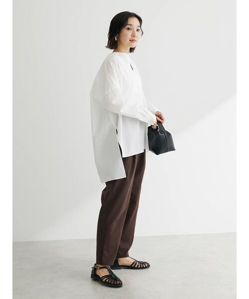 Green　Parks（グリーンパークス）の「麻混タックテーパードパンツ（その他パンツ・レディース・ダークパープル/ブラウン/ライトベージュ/ダークネイビー/ターコイズブルー/ライトグリーン・M/L）」の12枚目の写真