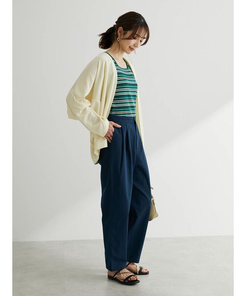 Green　Parks（グリーンパークス）の「麻混タックテーパードパンツ（その他パンツ・レディース・ダークパープル/ブラウン/ライトベージュ/ダークネイビー/ターコイズブルー/ライトグリーン・M/L）」の14枚目の写真