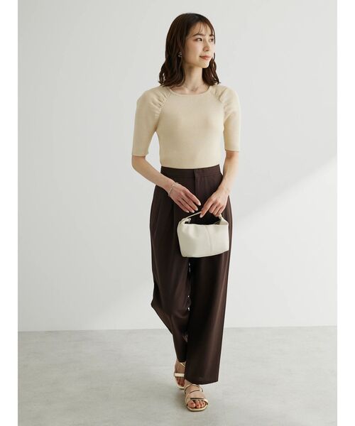 Green　Parks（グリーンパークス）の「麻混タックテーパードパンツ（その他パンツ・レディース・ダークパープル/ブラウン/ライトベージュ/ダークネイビー/ターコイズブルー/ライトグリーン・M/L）」の17枚目の写真