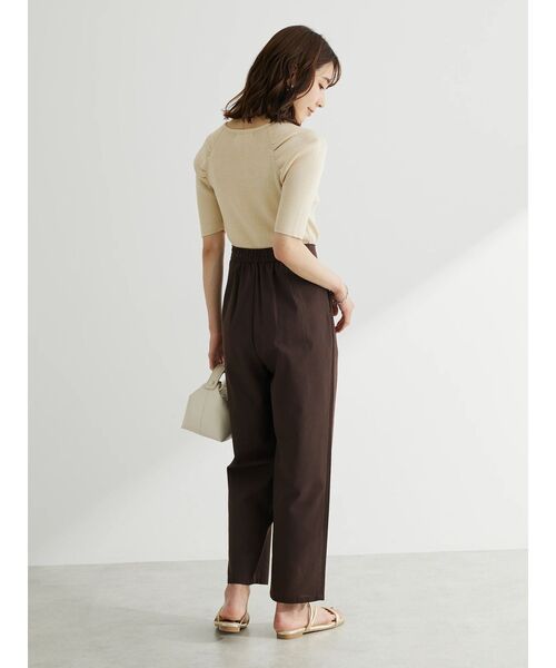 Green　Parks（グリーンパークス）の「麻混タックテーパードパンツ（その他パンツ・レディース・ダークパープル/ブラウン/ライトベージュ/ダークネイビー/ターコイズブルー/ライトグリーン・M/L）」の18枚目の写真