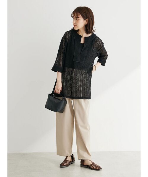 Green　Parks（グリーンパークス）の「麻混タックテーパードパンツ（その他パンツ・レディース・ダークパープル/ブラウン/ライトベージュ/ダークネイビー/ターコイズブルー/ライトグリーン・M/L）」の19枚目の写真