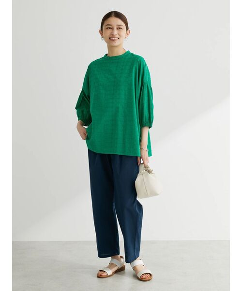 Green　Parks（グリーンパークス）の「麻混タックテーパードパンツ（その他パンツ・レディース・ダークパープル/ブラウン/ライトベージュ/ダークネイビー/ターコイズブルー/ライトグリーン・M/L）」の22枚目の写真