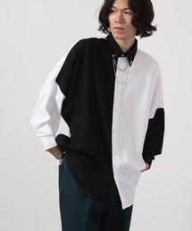 Wide long sleeve dress shirt with chain / チェーン付き ワイド長袖シャツ