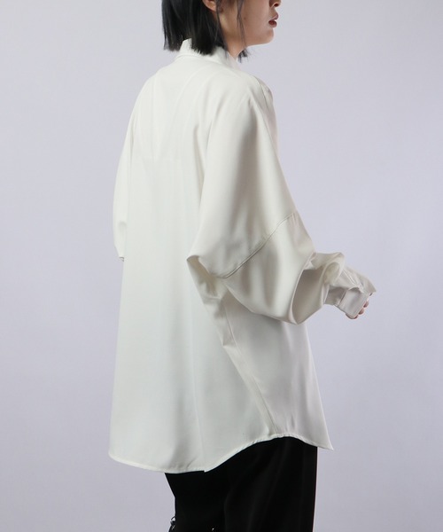 セール】Wide long sleeve dress shirt with chain / チェーン