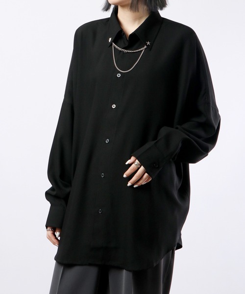シャツ/ブラウス(長袖/七分) Rito 19SS REVERSIBLE SHIRT WITH BELT フレアスリーブフラワー刺繍シャツ（シャツ/ブラウス）｜Ellno