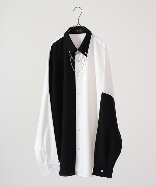 Wide long sleeve dress shirt with chain / チェーン付き ワイド長袖シャツ（シャツ/ブラウス）｜REGIEVO（レジエボ）