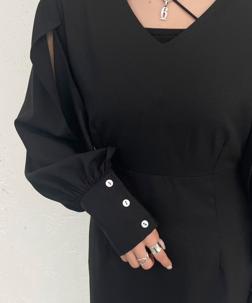 apres jour mignon(アプレジュールミニョン)の「袖スリットワンピース【ZOZOTOWN限定アイテム】(ワンピース・レディース・ブラック/ブラック系その他・X-LARGE/MEDIUM/SMALL)」の16枚目の写真