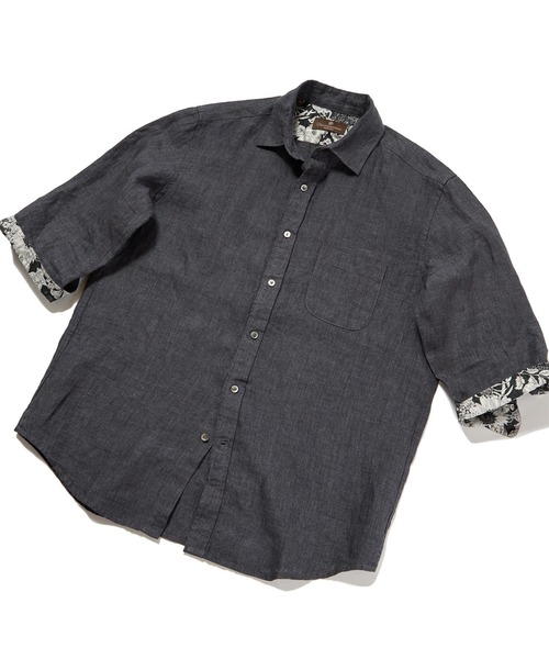 MEN'S BIGI（メンズビギ）の「デラベリネンシャンブレー七分袖シャツ（シャツ/ブラウス・メンズ・イエロー/チャコールグレー/ベージュ/ネイビー・01/02/03/04）」の2枚目の写真