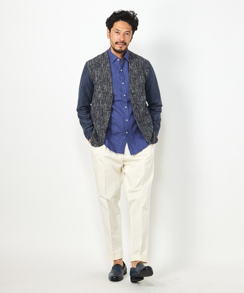 MEN'S BIGI（メンズビギ）の「デラベリネンシャンブレー七分袖シャツ（シャツ/ブラウス・メンズ・イエロー/チャコールグレー/ベージュ/ネイビー・01/02/03/04）」の15枚目の写真