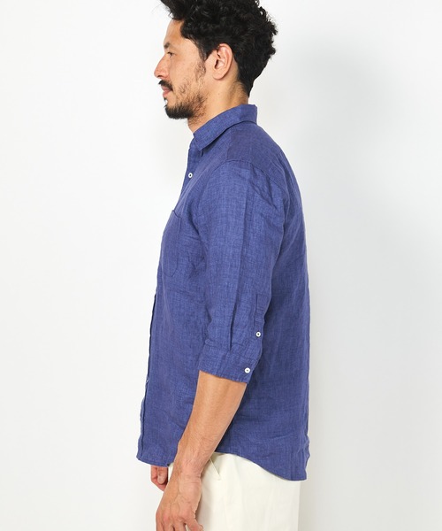 MEN'S BIGI（メンズビギ）の「デラベリネンシャンブレー七分袖シャツ（シャツ/ブラウス・メンズ・イエロー/チャコールグレー/ベージュ/ネイビー・01/02/03/04）」の6枚目の写真