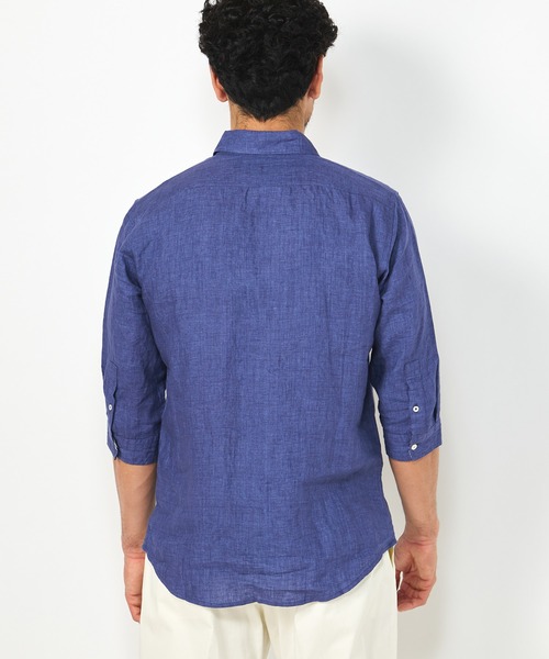 MEN'S BIGI（メンズビギ）の「デラベリネンシャンブレー七分袖シャツ（シャツ/ブラウス・メンズ・イエロー/チャコールグレー/ベージュ/ネイビー・01/02/03/04）」の9枚目の写真