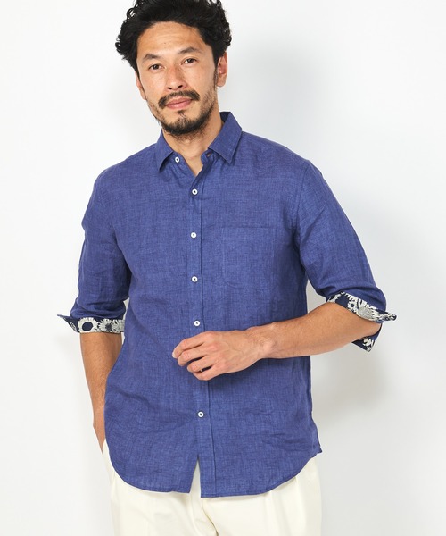 MEN'S BIGI（メンズビギ）の「デラベリネンシャンブレー七分袖シャツ（シャツ/ブラウス・メンズ・イエロー/チャコールグレー/ベージュ/ネイビー・01/02/03/04）」の20枚目の写真