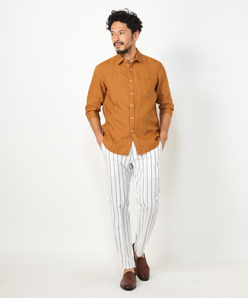 MEN'S BIGI（メンズビギ）の「デラベリネンシャンブレー七分袖シャツ（シャツ/ブラウス・メンズ・イエロー/チャコールグレー/ベージュ/ネイビー・01/02/03/04）」の11枚目の写真