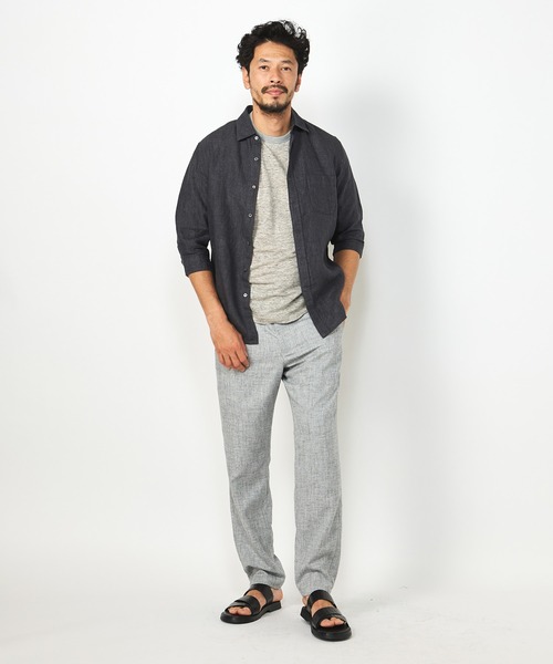 MEN'S BIGI（メンズビギ）の「デラベリネンシャンブレー七分袖シャツ（シャツ/ブラウス・メンズ・イエロー/チャコールグレー/ベージュ/ネイビー・01/02/03/04）」の22枚目の写真