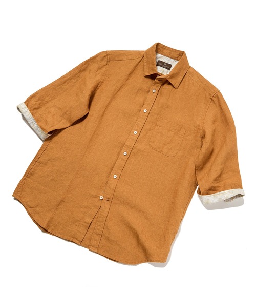 MEN'S BIGI（メンズビギ）の「デラベリネンシャンブレー七分袖シャツ（シャツ/ブラウス・メンズ・イエロー/チャコールグレー/ベージュ/ネイビー・01/02/03/04）」の21枚目の写真