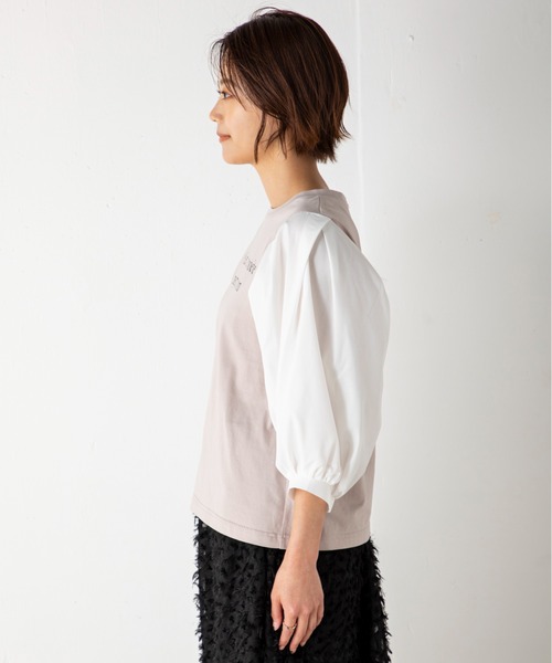 MILLION CARATS(ミリオンカラッツ)の「コンシャスフォルムが魅力の袖ブロードプリントT(Tシャツ/カットソー・レディース・オフホワイト/ブラック/ベージュ・FREE)」の5枚目の写真