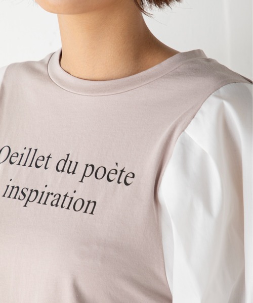 MILLION CARATS(ミリオンカラッツ)の「コンシャスフォルムが魅力の袖ブロードプリントT(Tシャツ/カットソー・レディース・オフホワイト/ブラック/ベージュ・FREE)」の8枚目の写真