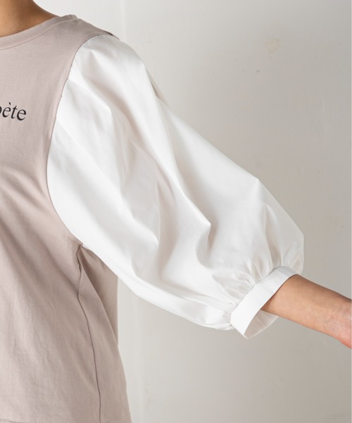 MILLION CARATS(ミリオンカラッツ)の「コンシャスフォルムが魅力の袖ブロードプリントT(Tシャツ/カットソー・レディース・オフホワイト/ブラック/ベージュ・FREE)」の10枚目の写真