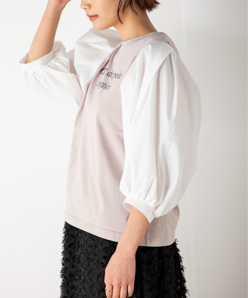 MILLION CARATS(ミリオンカラッツ)の「コンシャスフォルムが魅力の袖ブロードプリントT(Tシャツ/カットソー・レディース・オフホワイト/ブラック/ベージュ・FREE)」の14枚目の写真
