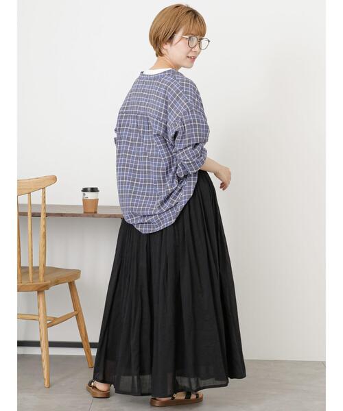 Samansa Mos2 blue(サマンサモスモスブルー)の「ボイルギャザースカート(スカート・レディース・シルバーグレー/イエロー/ブラック/ブルー・フリ-)」の7枚目の写真