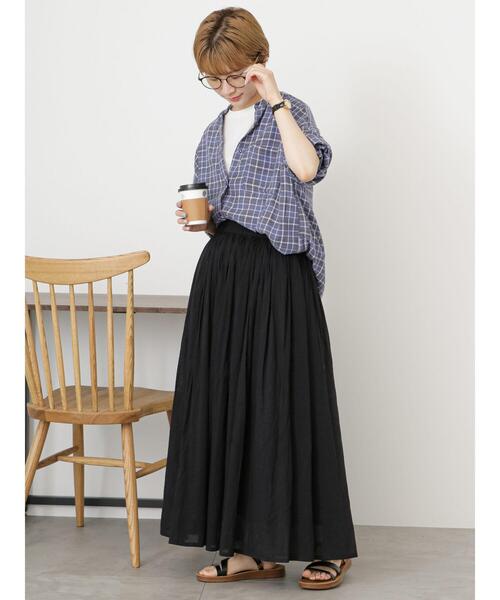 Samansa Mos2 blue(サマンサモスモスブルー)の「ボイルギャザースカート(スカート・レディース・シルバーグレー/イエロー/ブラック/ブルー・フリ-)」の9枚目の写真