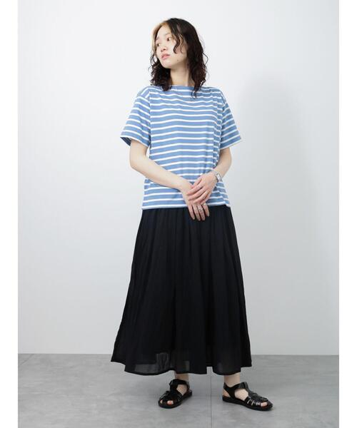 Samansa Mos2 blue(サマンサモスモスブルー)の「ボイルギャザースカート(スカート・レディース・シルバーグレー/イエロー/ブラック/ブルー・フリ-)」の11枚目の写真