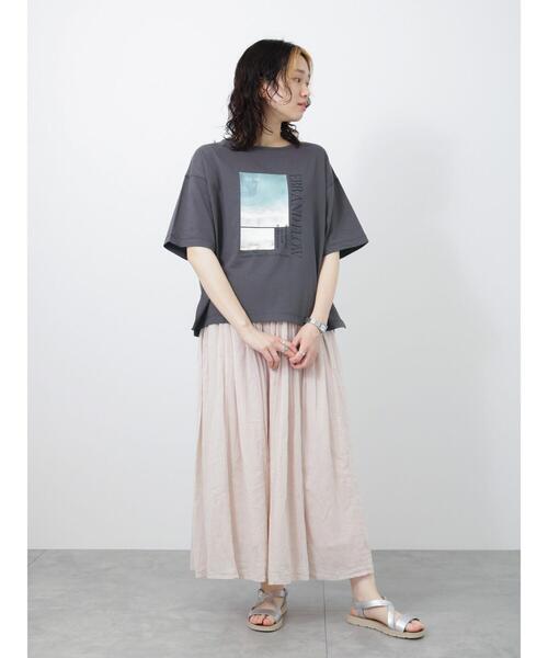 Samansa Mos2 blue(サマンサモスモスブルー)の「ボイルギャザースカート(スカート・レディース・シルバーグレー/イエロー/ブラック/ブルー・フリ-)」の18枚目の写真