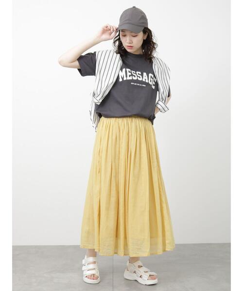 Samansa Mos2 blue(サマンサモスモスブルー)の「ボイルギャザースカート(スカート・レディース・シルバーグレー/イエロー/ブラック/ブルー・フリ-)」の22枚目の写真