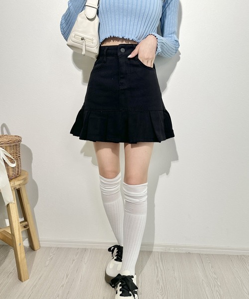 Silly(シリー)の「デニムプリーツミニスカート(デニムスカート・レディース・グレー/チャコールグレー/ブラック・SMALL/MEDIUM/LARGE)」の8枚目の写真